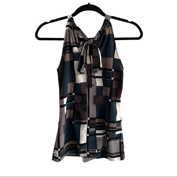 Banana REPUBLIC Sleeveless Halter Tie Back Tank Top Sleeveless Blouse Print XXSP - Picture 2 of 8